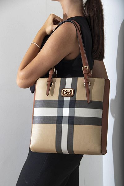 Silver Polo Silver & Polo Beige - Tan Sp1096 Geantă de umăr pentru femei