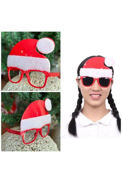 QUEEN AKSESUAR İthal lüks yeni yıl yılbaşı parti gözlüğü Noel baba şapkalı ma...