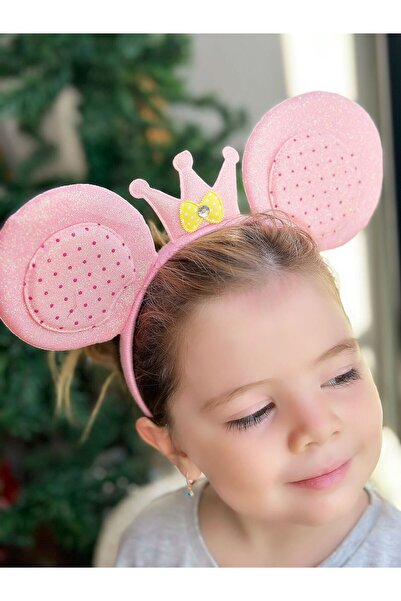 QUEEN AKSESUAR İthal sevimli prenses minnie mouse fare kulaklı parlak simli p...