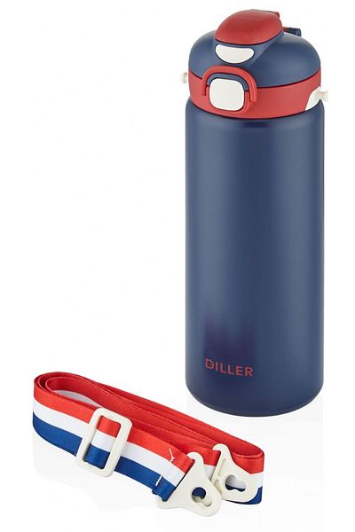 DILLER 700 ml Stainless Steel Navy Blue Children's and Adult Thermos Flask - Either with Straw or Wide