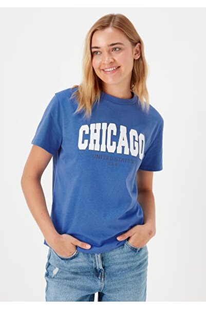 Kübra Tekstil 2509 Γυναικείο μπλουζάκι με στάμπα μπλε