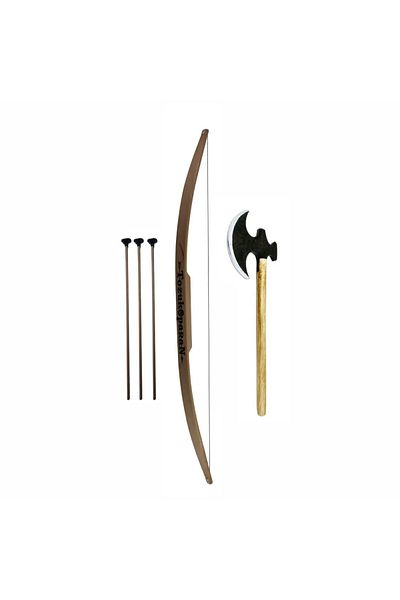 Ahtek Wooden Arrow Bow and Axe Set, Both Toy and Decorative