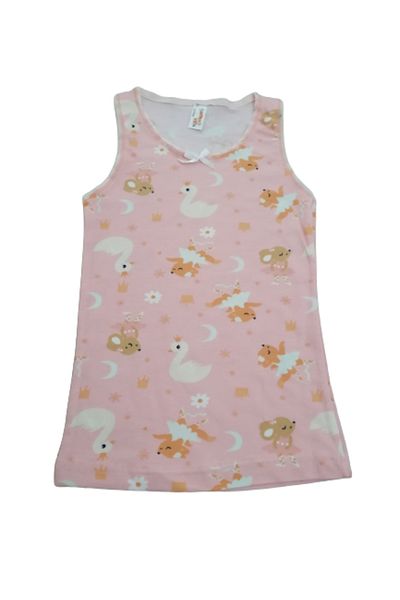 elmas kids Girl's Cotton Pink Swan Patterned Athlete Slip Set
