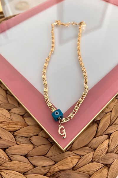 Trendy Butik الحنين مطرز حرف G سلسلة قلادة