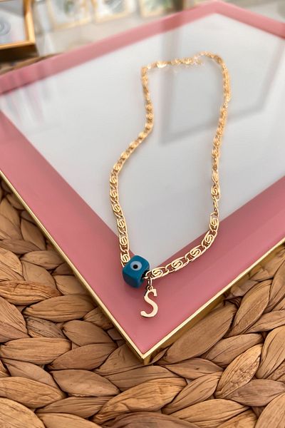 Trendy Butik الحنين مطرز حرف S سلسلة قلادة