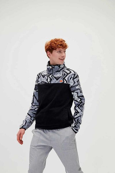 Bad Bear Men's Polar Half Zip B-1 Men's Polar Sweatshirt 21.02.21.2023 Syh-1 BLACK