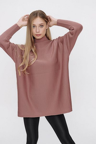 CHUBA Women's Dried Rose Half Turtleneck Loose Long Knitwear Poncho 22wk222