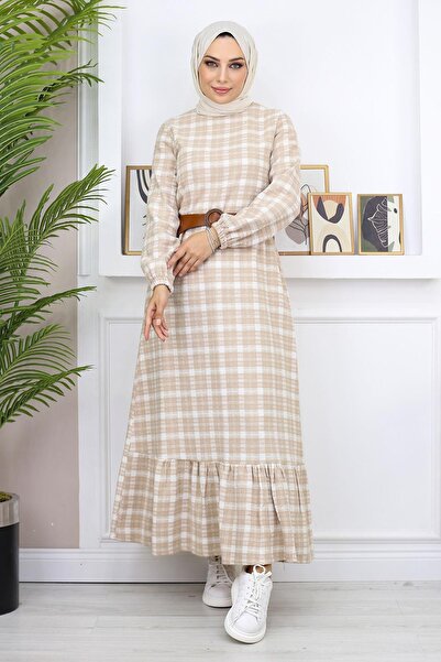 Modamihram Φόρεμα Hijab Frilly Beige 19165