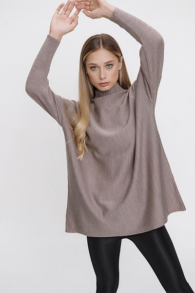 CHUBA Women's Mink Half Turtleneck Loose Long Knitwear Poncho 22wk222