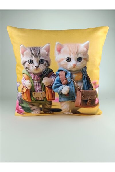 Mrs.Gugar وسادة رمي منقوشة على شكل قطة - غطاء موديل 95