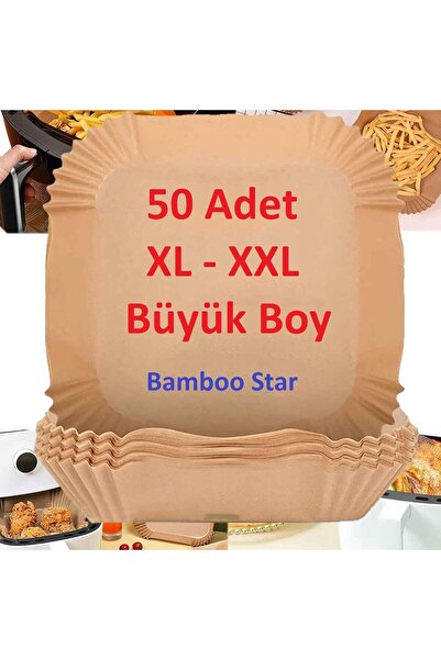 bamboo star Airfryer Pişirme Kağıdı Xl-xxl - Büyük Boy Kare, 50 Adet Hava Fritöz Kağıdı Tek Kullanımlık ,20cm