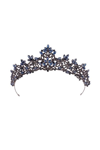 Hayalperest boncuk Bright Crystal Jewelled Bridal Henna Crown Princess Crown Bright Shiny Bridal Crown Hair Accessory Navy Blue