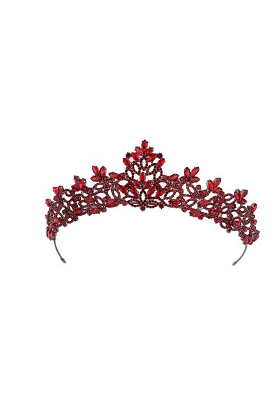 Hayalperest boncuk Bright Crystal Jewelled Bridal Henna Crown Princess Crown Bright Shiny Bridal Crown Hair Accessory Burgundy