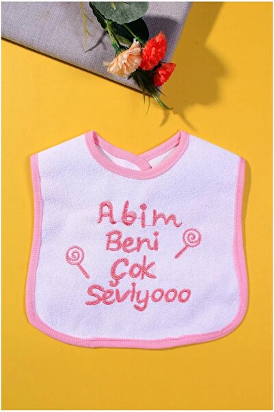 dubi baby Baby Girl Pink Color Baby Food Bib with My Brother Loves Me So Much