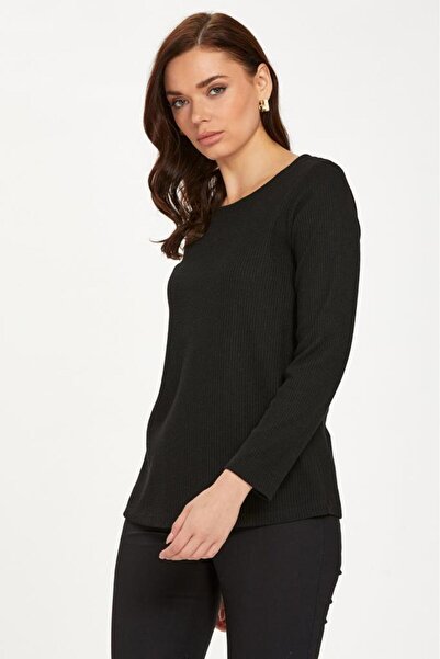 İKİLER Arkası Cut Out Uzun Kol Triko Bluz 223-1727