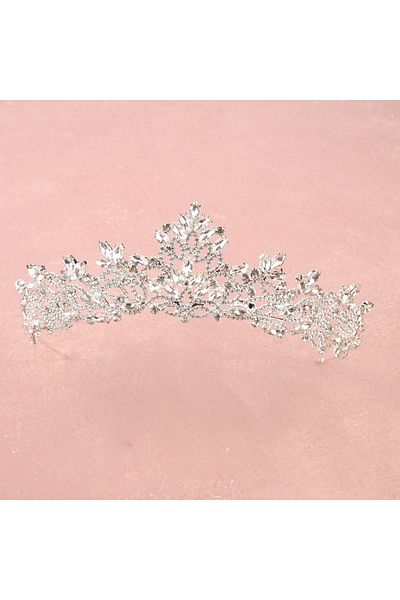 Hayalperest boncuk Bright Crystal Jewelled Bridal Henna Crown Princess Crown Bright Shiny Bridal Crown Hair Accessory Silver
