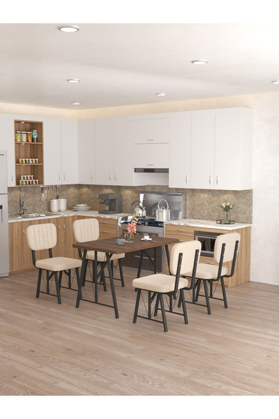 Mygusi Hayat 4 Sandalyeli Mutfak Masa Amalfi (CEVİZ)