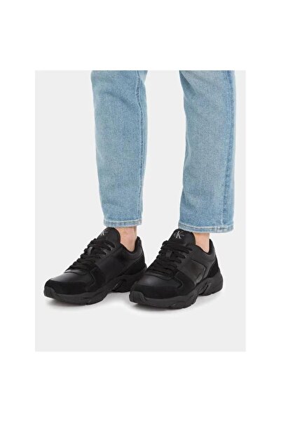 Calvin Klein Men's Brand Logo Lace-up Non-Slip Sole Casual Black Sneaker YM0YM00745-0GT