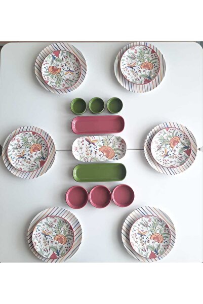 Keramika KERAMİKA 21 PARÇA 6 KİŞİLİK KAHVALTI TAKIMI PATEH