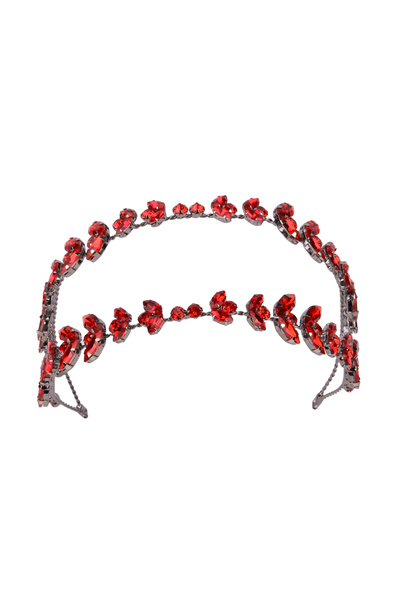 Hayalperest boncuk Bandă de păr roșie pentru mireasă model Alfa - Accesoriu cu două rânduri