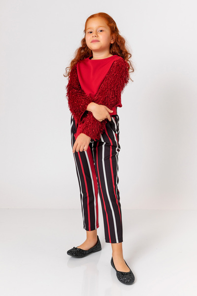 incity Kız Çocuk Bordo Kolu Püsküllü Bluz