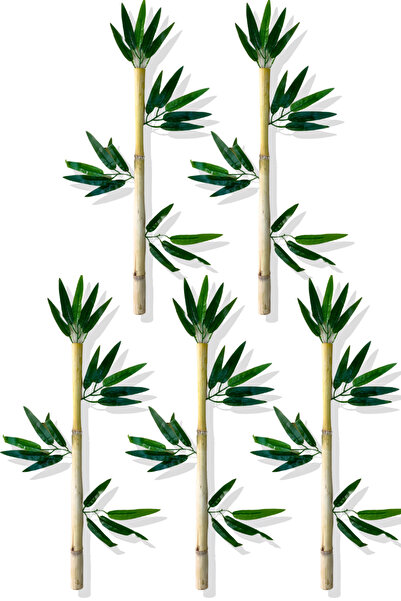 Cihan Çiçekçilik Yapay Yapraklı Dekoratif Bambu Çubuğu 70 Cm 5 Adet Islak Doku