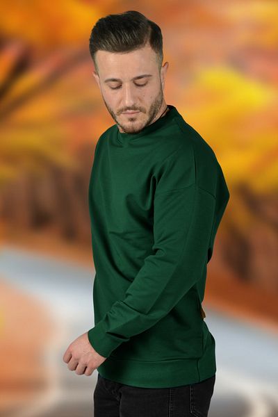 BESSA Ανδρικό Πράσινο Oversize Crew Neck Sweat