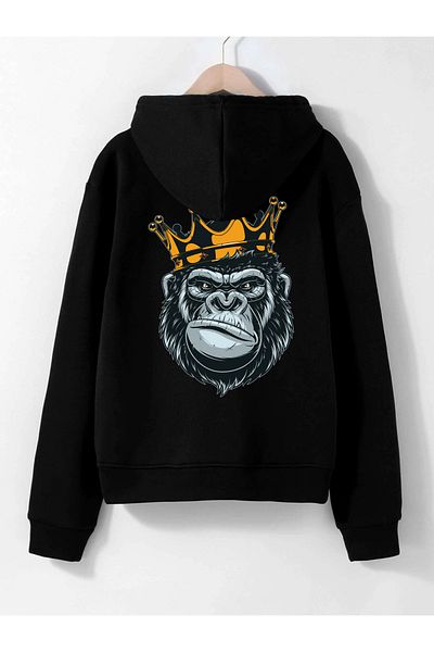 Deocept Φούτερ με κουκούλα Unisex Gorilla Printed Oversize