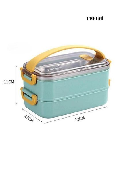 Vagonlife Enjoy Eating Lunch Box Two Layers Stainless Steel Easy to Lock Lunch Box – 1400 ml