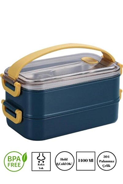 Vagonlife Enjoy Eating Lunch Box Iki Katlı Paslanmaz Çelik Kolay Kilitlenir S...