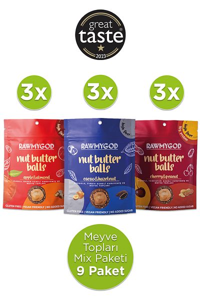 Rawsome Gluten Free and Vegan Nuts and Fruit Balls Pack 84g X 9 Pack