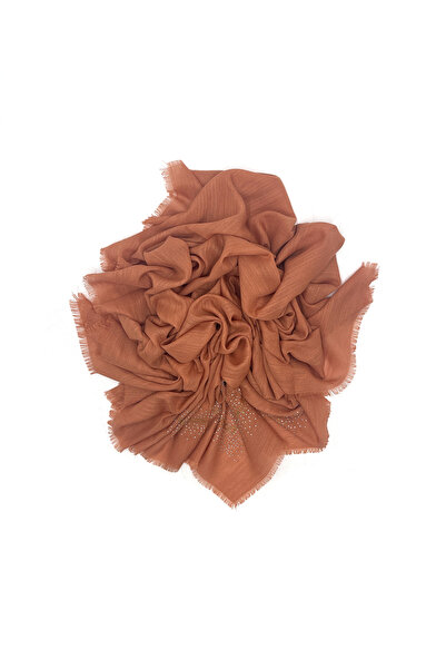 nazipek Stone Embroidered Tile Flamed Writing Rose Pattern Scarf 100x100cm