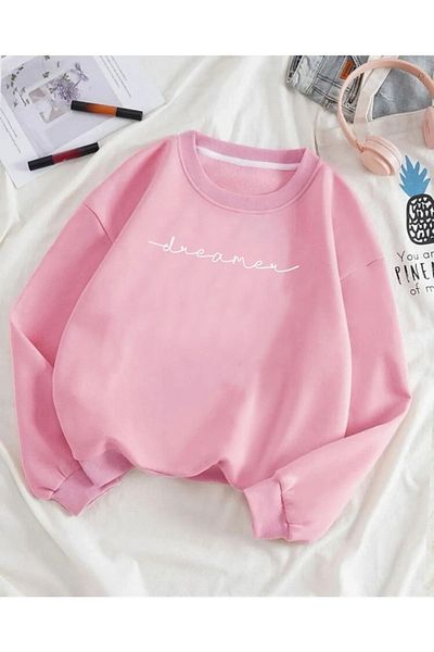 PALPİTO Hanorac oversize cu imprimeu Pink Dreamer pentru femei