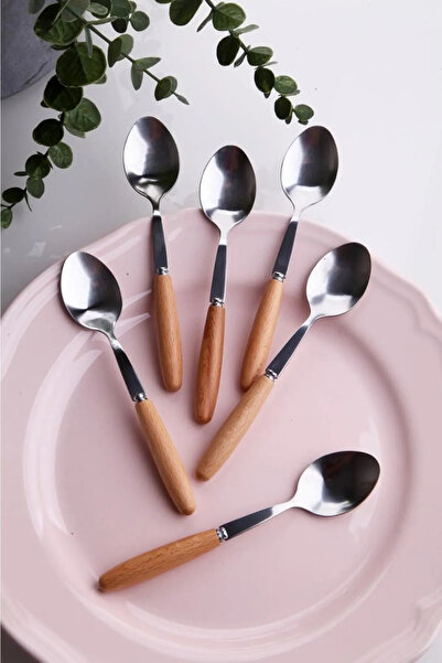 Çavdar Group 6 Adet Bambu Saplı Yemek Kaşığı Ahşap Saplı Lüx Kaşık