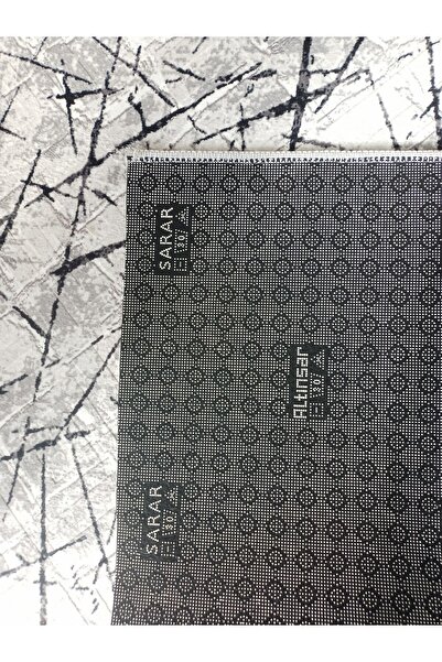 Sarar Siyah Çizgi Desenli Yıkanabilir Kaymaz Dört Mevsimlik Salon, Banyo, Balkon, Genç Odası Kesme Halı