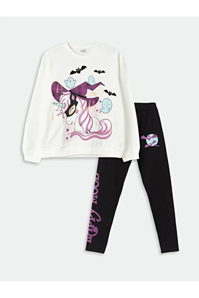 LC Waikiki Lcw Kids Crew Neck Printed Long Sleeve Girl's Sweatshirt and Thai