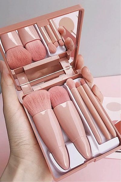HaLVeY Professional Portable Mirrored Makeup Brush Set of 5