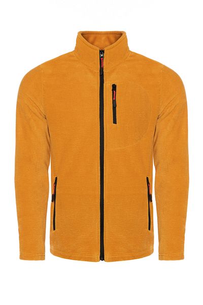 MAXIMILLIAN Men's Fleece Yellow Color 3 Pocket Zippered Bato Collar Outdoor Fleece