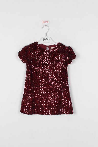 incity Girl's Plum Sequin Dress