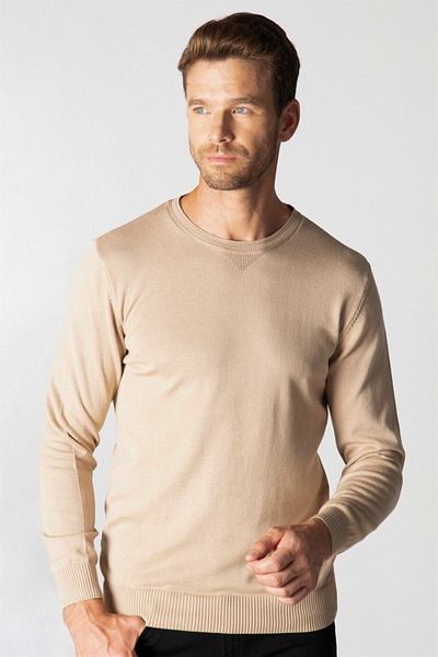 Tudors Ανδρικό πουλόβερ Slim Fit Crew Neck Stone