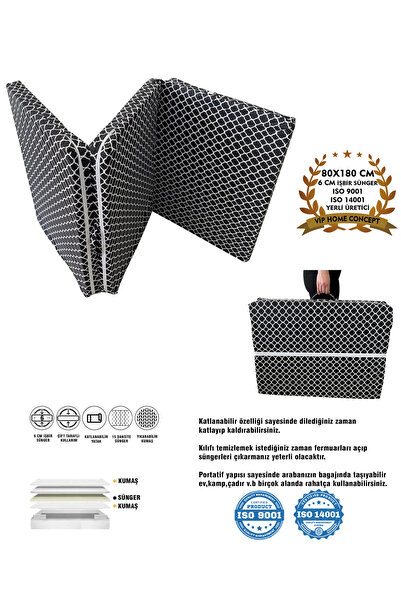 Vip Home Concept Katlanır Yatak Yer Yatağı Sünger Yatak Taşınabilen Tek Kişil...