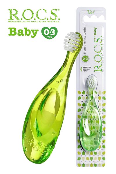 R.O.C.S. Rocs Baby 0-3 Years Baby Toothbrush - 2 Pieces - Pink and Green