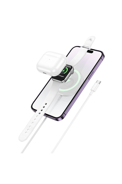 Hoco CW50 15W AirPods + Apple Watch+iPhone Uyumlu 3in1 Kablosuz Manyetik Hızl...