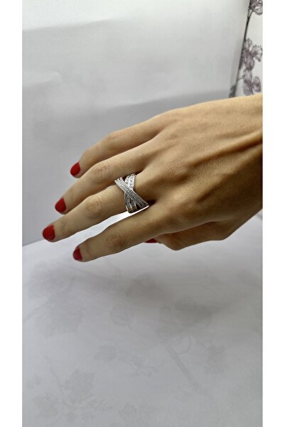 Selen’S Gümüş Kadın Sarmaş Dolaş Yüzük Mozanit Taşı Yüzük X Yüzük