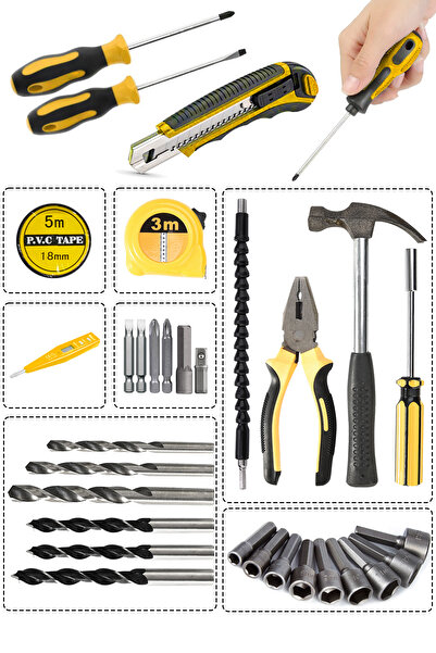 POWER BLACK POWEBLACK PRO Germany Technology 58Vf 5Ah Çelik Mandren Çift Akülü Vidalama Şarjlı Matkap Seti