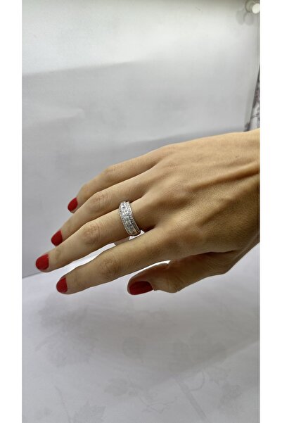 Selen’S Gümüş Kadın Tam Tur Baget Mozanit Taşı Yüzük