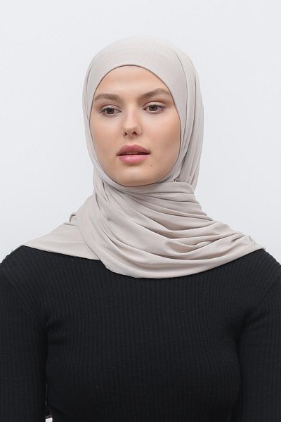 Altobeh Χτενισμένο βαμβακερό σάλι Hijab Flat-light Cream