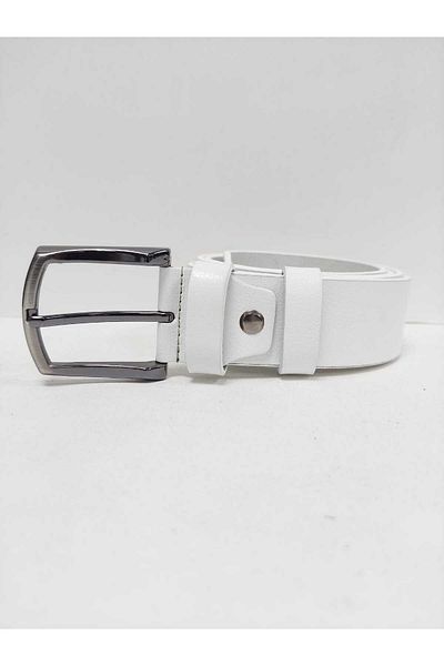 Kemerix Ανδρική λευκή ζώνη 4 cm Κατάλληλη για 100% γνήσιο δέρμα τζιν και καμβά