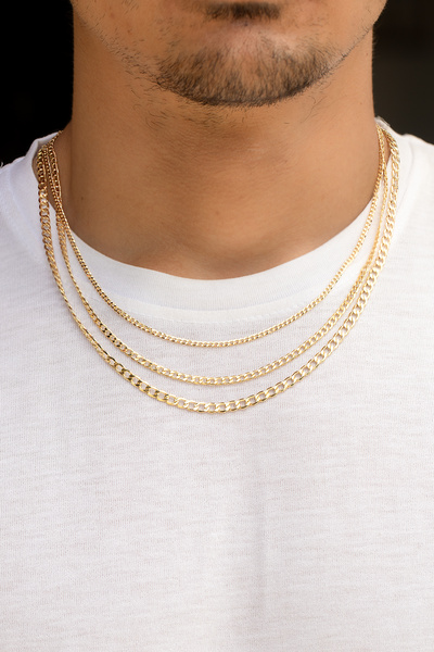 Cenova Jewelry 14 Ayar Altın Kalın Miami Küba Zincir Kolye