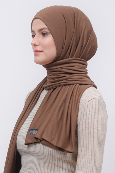 Altobeh Χτενισμένο σάλι Hijab Απλό Μαύρη Σοκολάτα